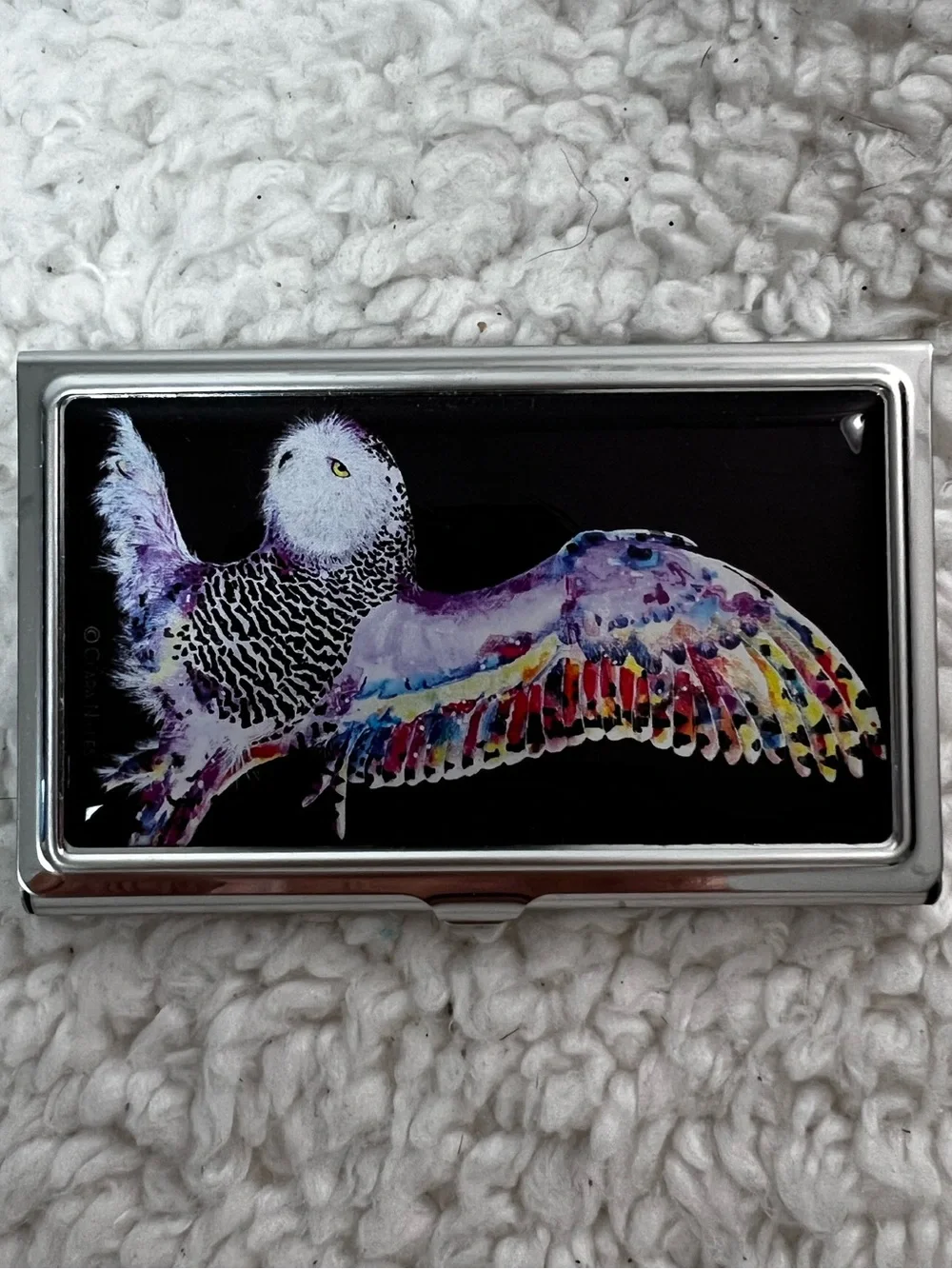 Lucy Lu Designs Owl Stainless Business Card Case